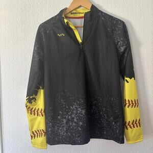 Boombah Bright Yellow Quarter zip Softball Pullover Jacket Size M